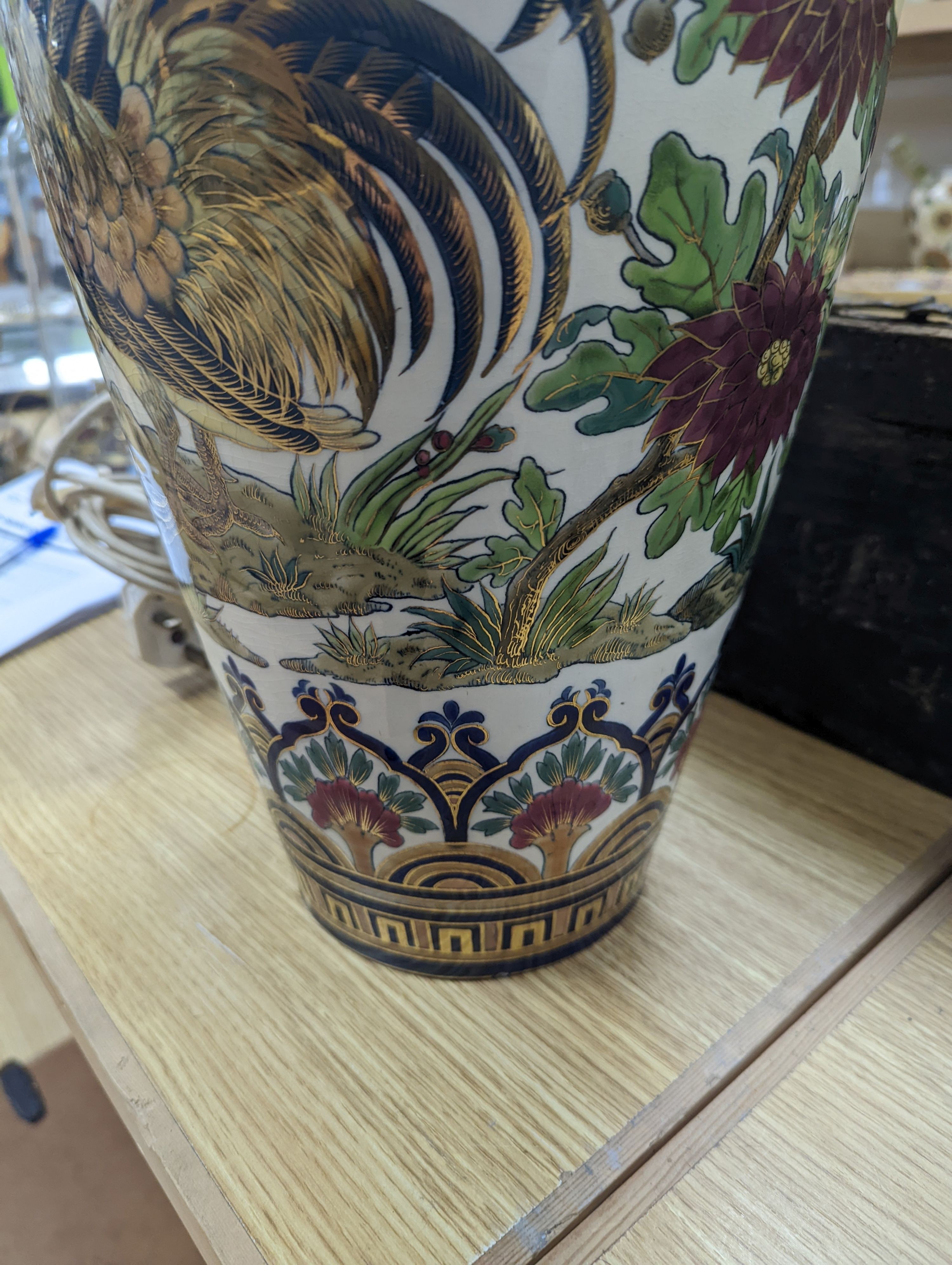 A large pair of Zsolnay Pecs vases - 50.5cm tall